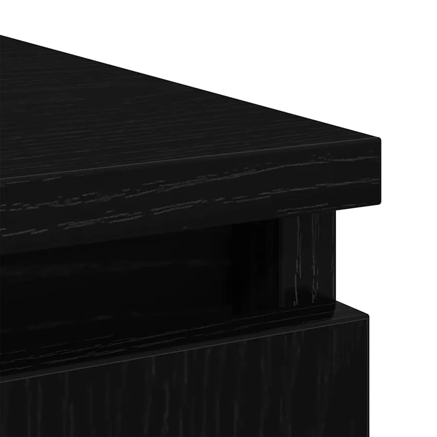 Buffet avec tiroir chêne noir 71x35x65 cm bois d'ingénierie - 10