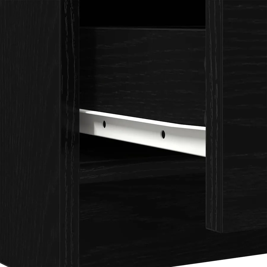 Buffet avec tiroir chêne noir 71x35x65 cm bois d'ingénierie - 12