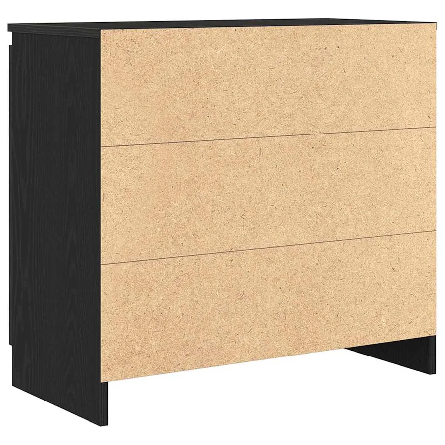 Buffet avec tiroir chêne noir 71x35x65 cm bois d'ingénierie - 8