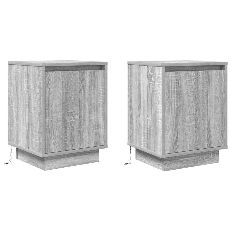 Tables de chevet avec lumières LED 2 pcs sonoma gris 38x34x50cm - 3