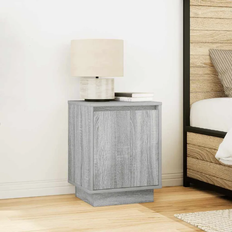 Tables de chevet avec lumières LED 2 pcs sonoma gris 38x34x50cm - 5