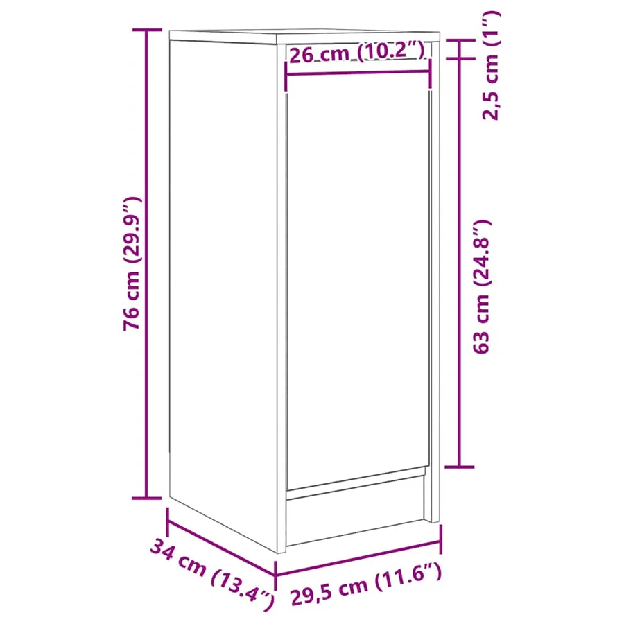 Buffet chêne noir 29,5x34x76 cm bois d'ingénierie - 13
