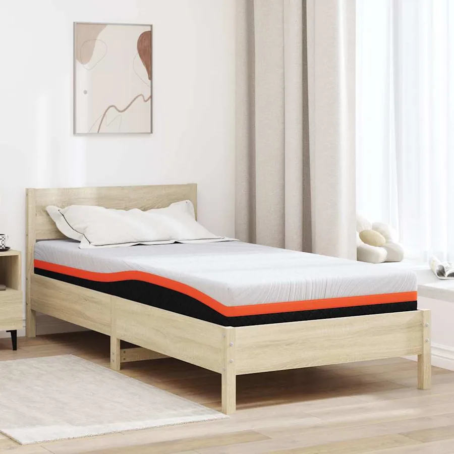 Matelas Blanc et Noir 90 x 190 cm Tissu jacquard
