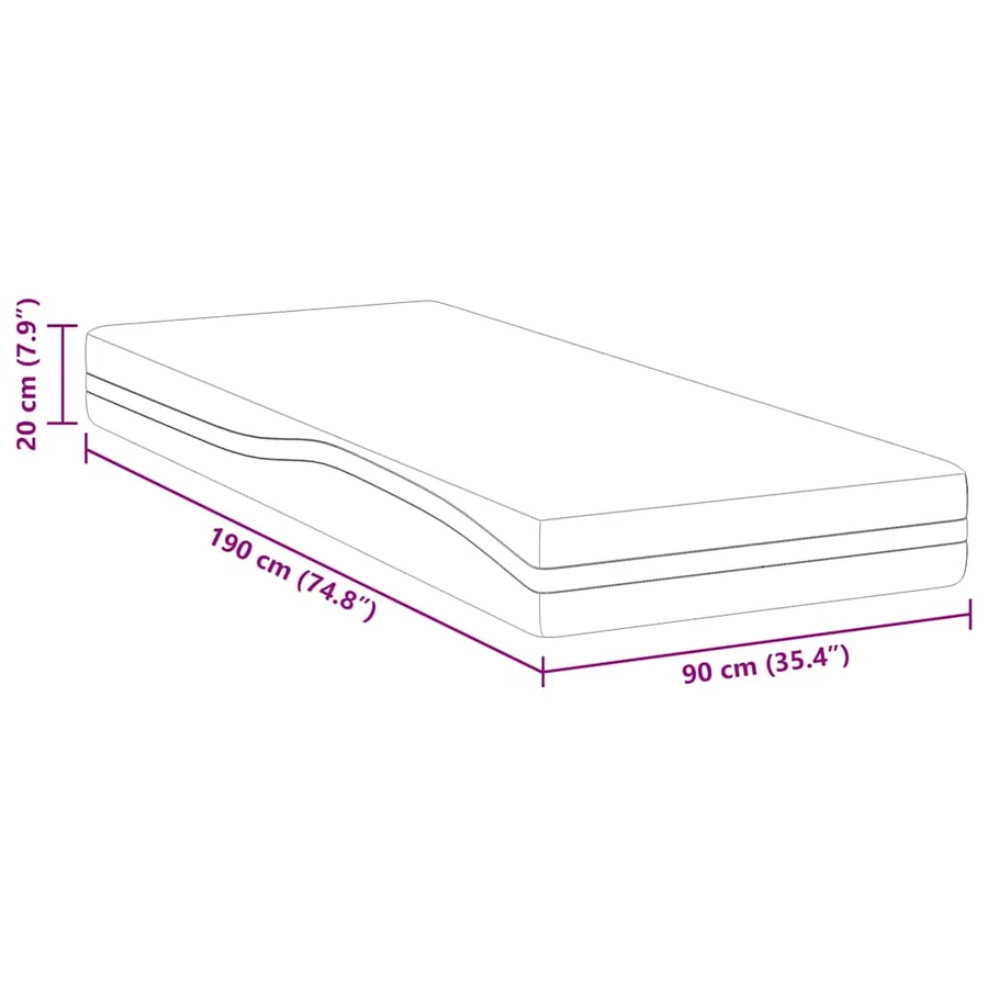 Matelas Blanc et Noir 90 x 190 cm Tissu jacquard - 11