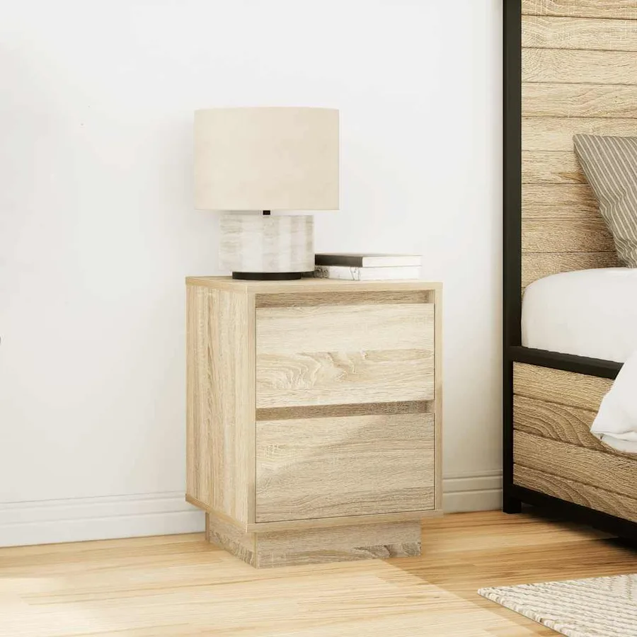 Tables de chevet avec lumières LED 2pcs chêne sonoma 38x34x50cm - 4