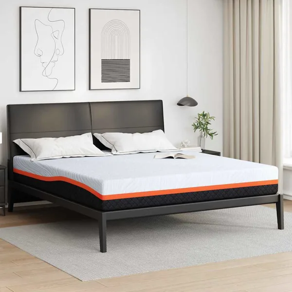 Matelas Blanc et Gris 200 x 200 cm Tissu jacquard