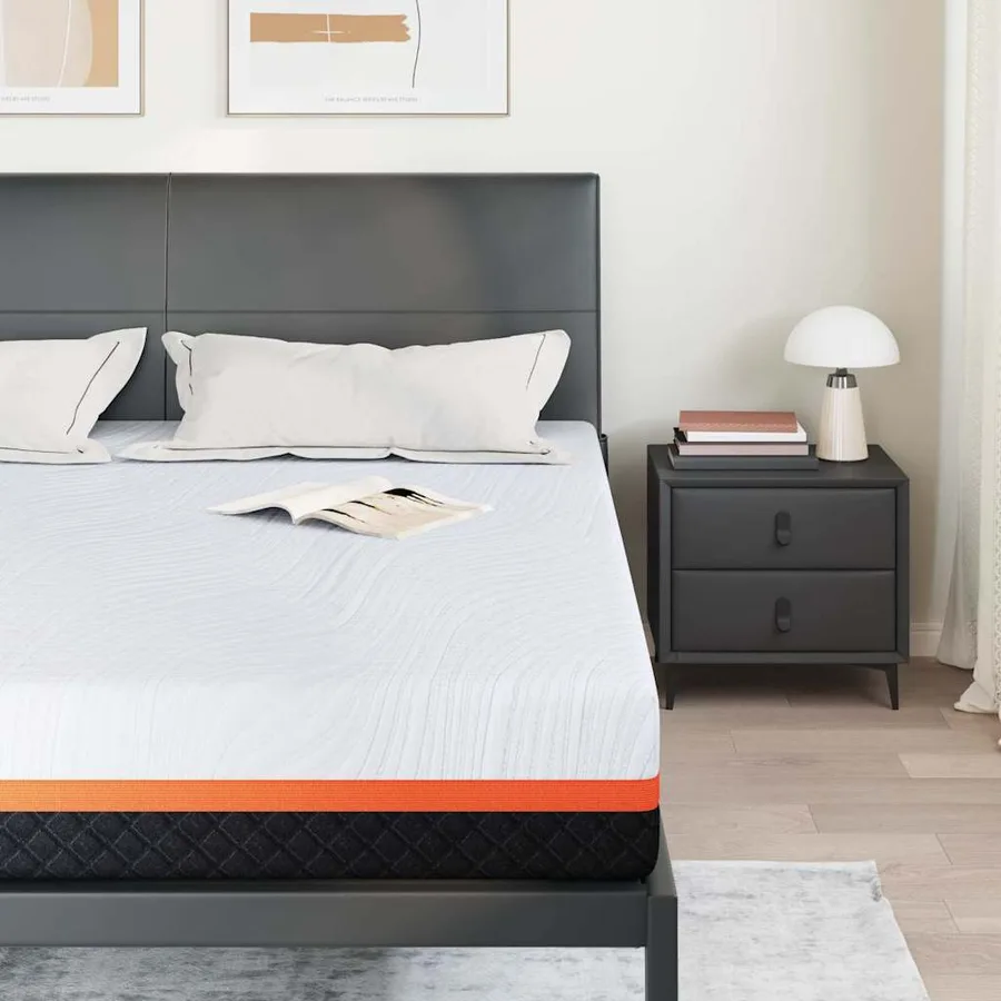 Matelas Blanc et Gris 200 x 200 cm Tissu jacquard - 3