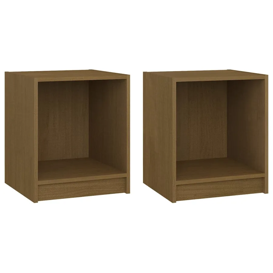 Tables de chevet 2 pcs Marron miel 35,5x33,5x41,5 cm Pin massif - 2