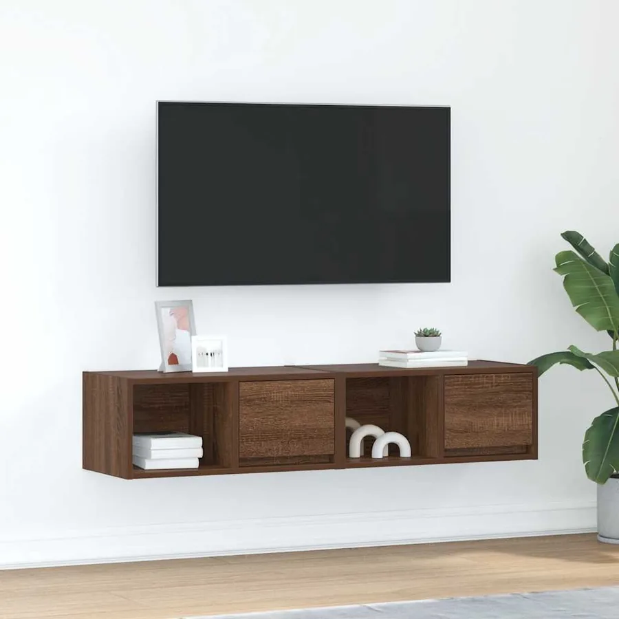 Meuble TV 2 pcs chêne marron 60x31x25,5 cm bois d'ingénierie