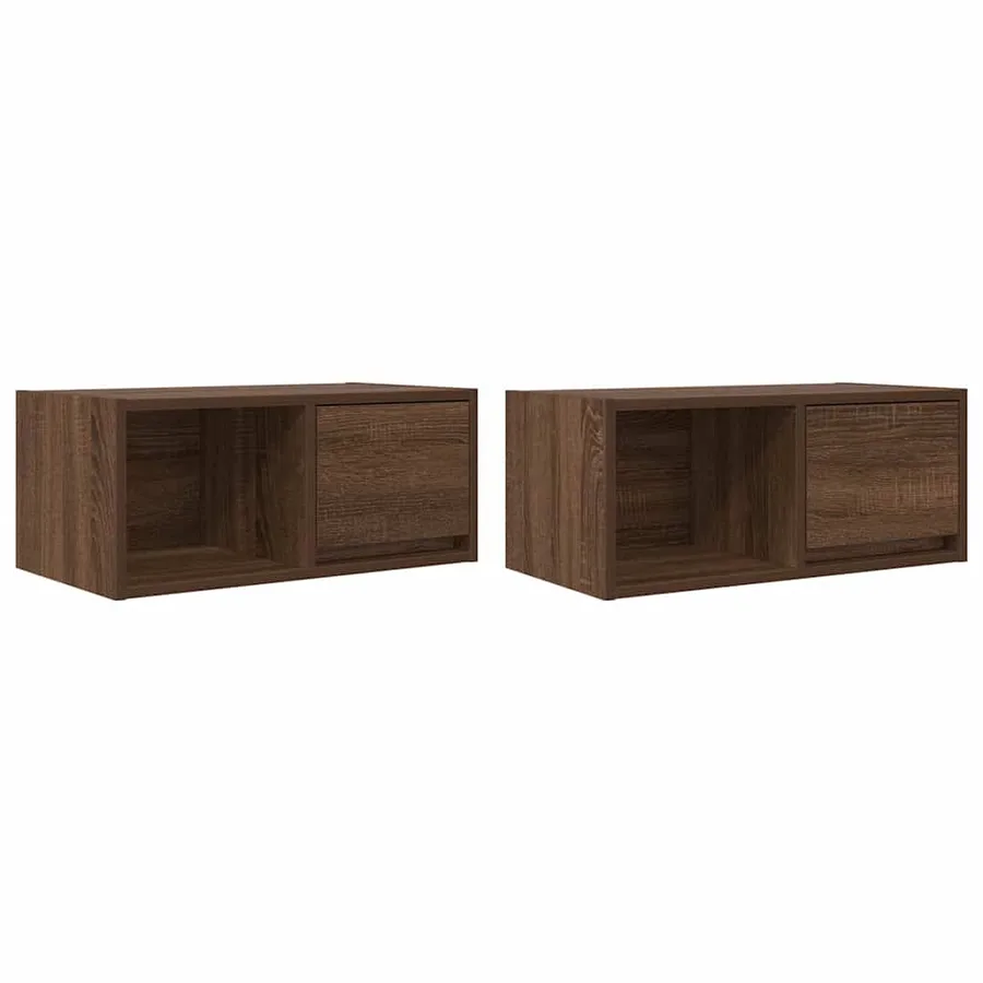Meuble TV 2 pcs chêne marron 60x31x25,5 cm bois d'ingénierie - 2
