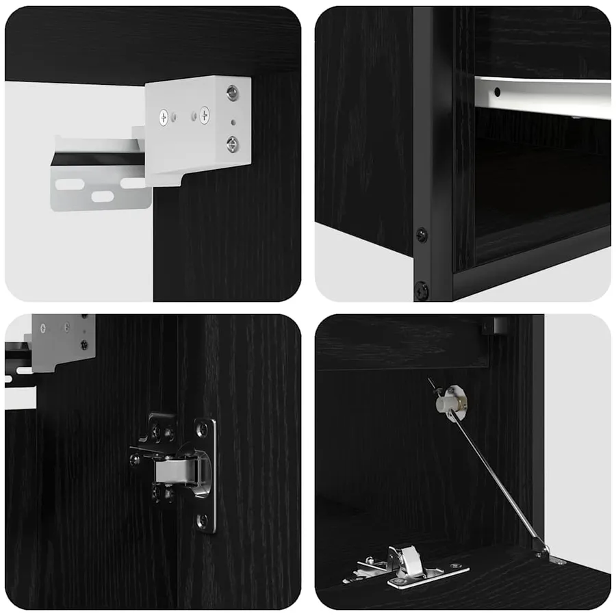 Ensemble de mobilier de salle de bain avec étagère 5 pcs Noir - 10