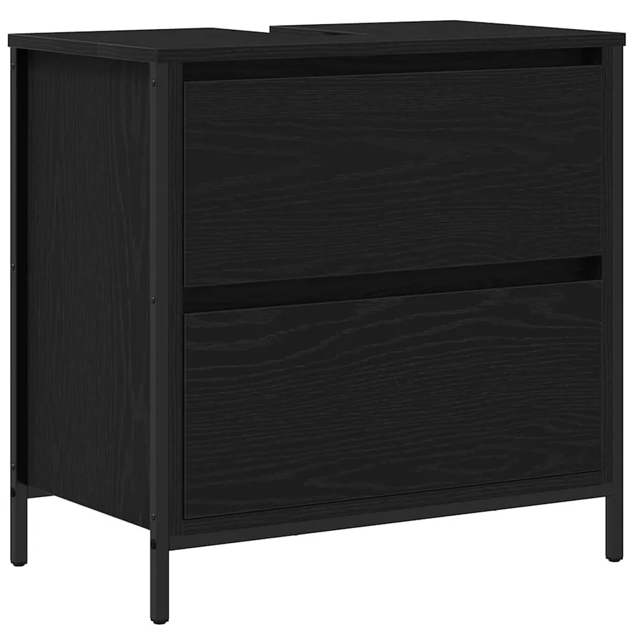 Ensemble de mobilier de salle de bain avec étagère 5 pcs Noir - 6