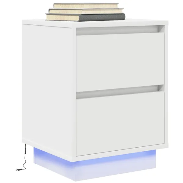 Table de chevet avec lumières LED blanc 38x34x50 cm