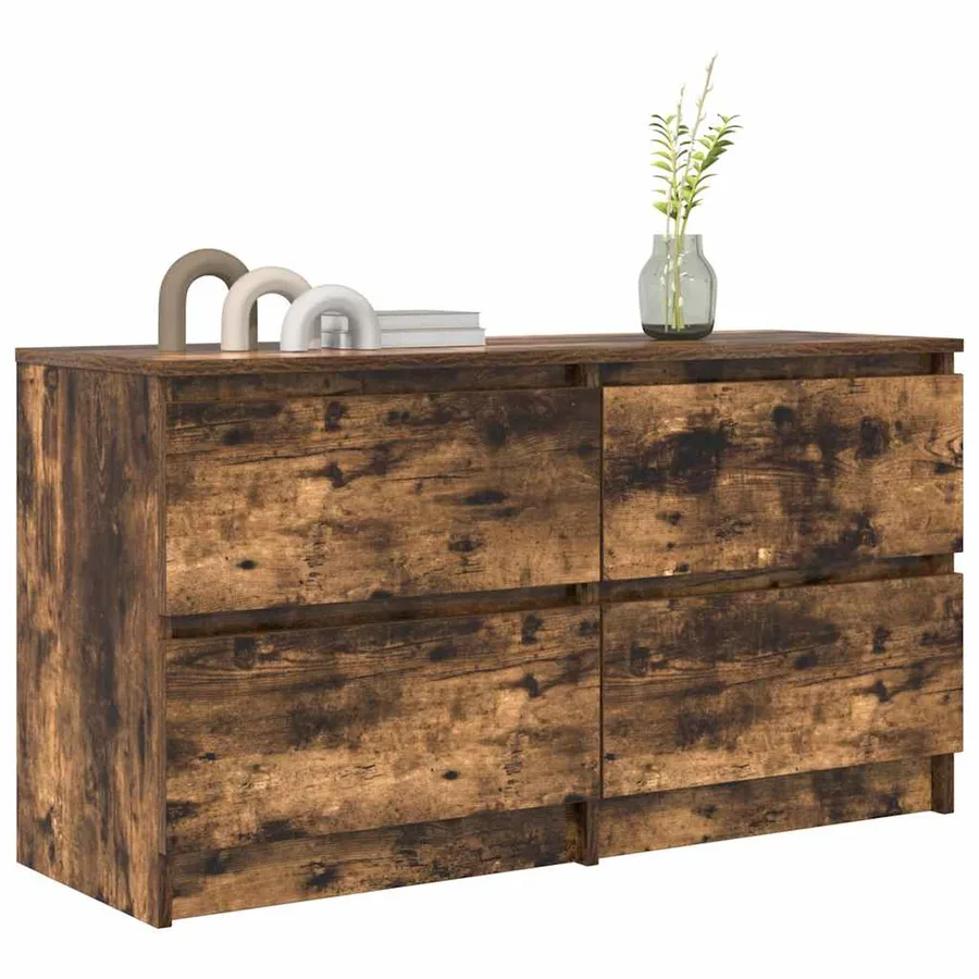 Meuble TV chêne fumé 100x35x54 cm bois d'ingénierie - 4