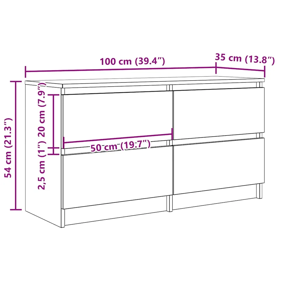 Meuble TV gris béton 100x35x54 cm bois d'ingénierie - 12