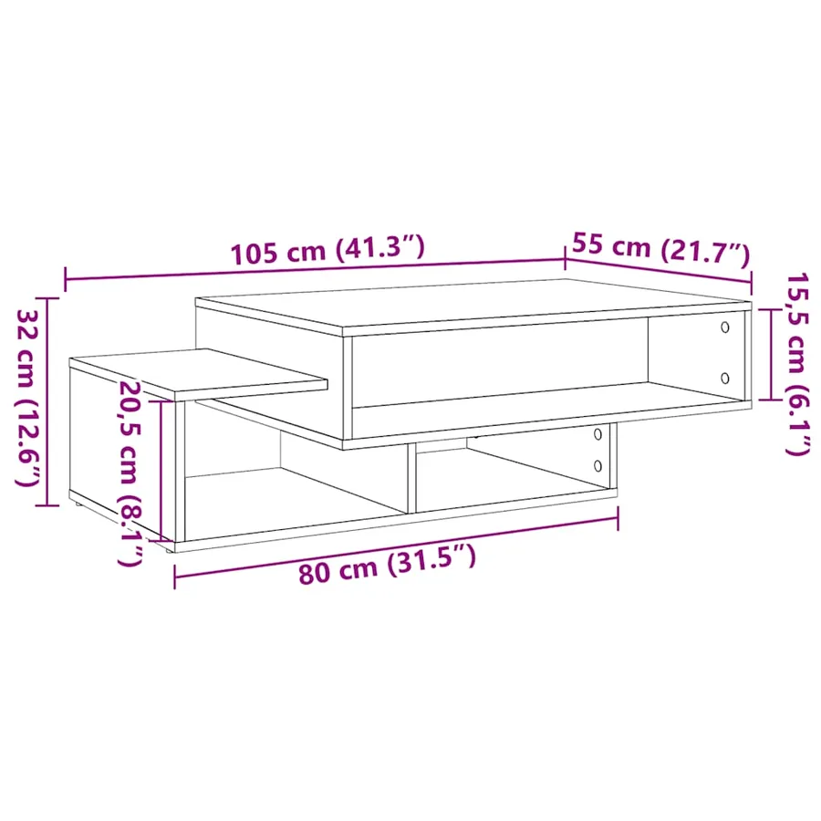 Table basse en chêne noir 105 x 55 x 32 cm bois d'ingénierie - 10