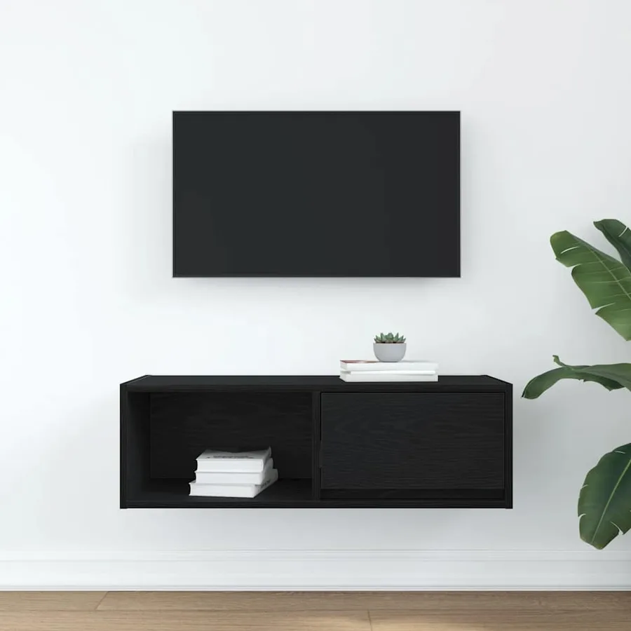 Meuble TV chêne noir 80x31x25,5 cm bois d'ingénierie - 3