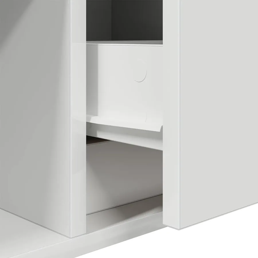 Meuble TV blanc 80x31x25,5 cm bois d'ingénierie - 12