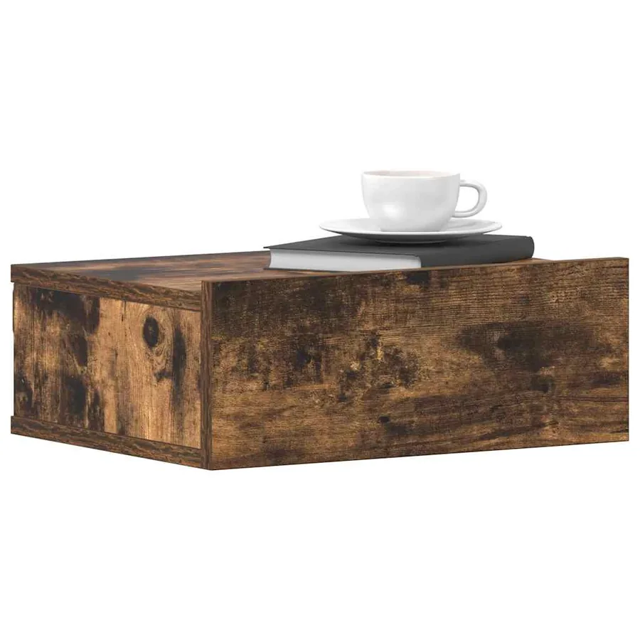 Tables de chevet flottantes 2 pcs Chêne fumé 40x30x15 cm - 3