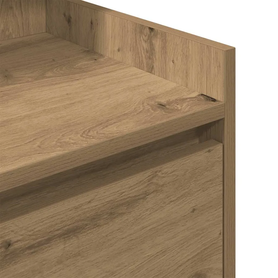 Table de chevet avec 2 tiroirs chêne artisanal 38x34x80 cm - 9