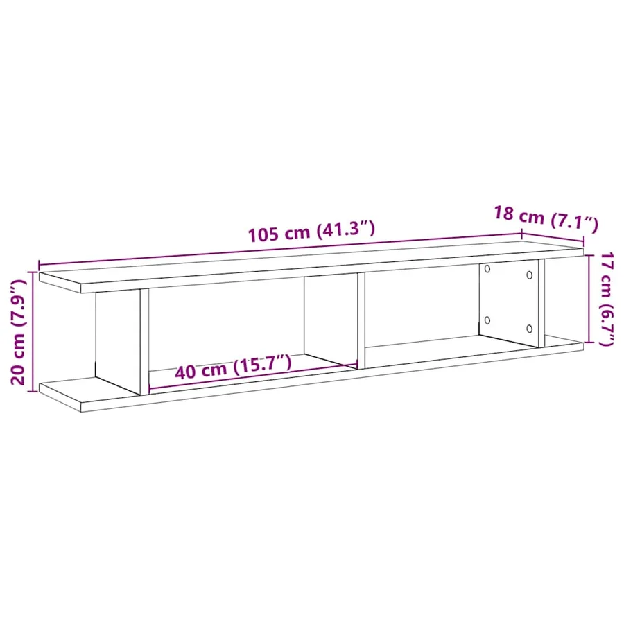 Étagères murales 2 pcs chêne noir 105x18x20 cm bois ingénierie - 11