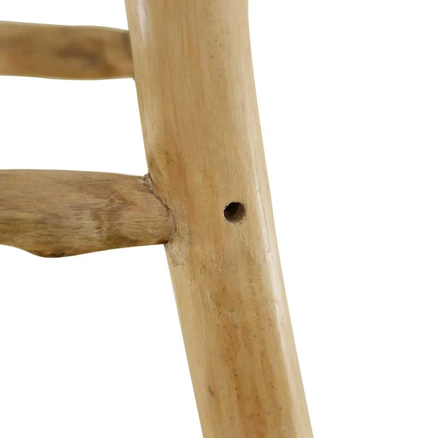Tabouret de bar cuir de chèvre et bois de teck solide - 8