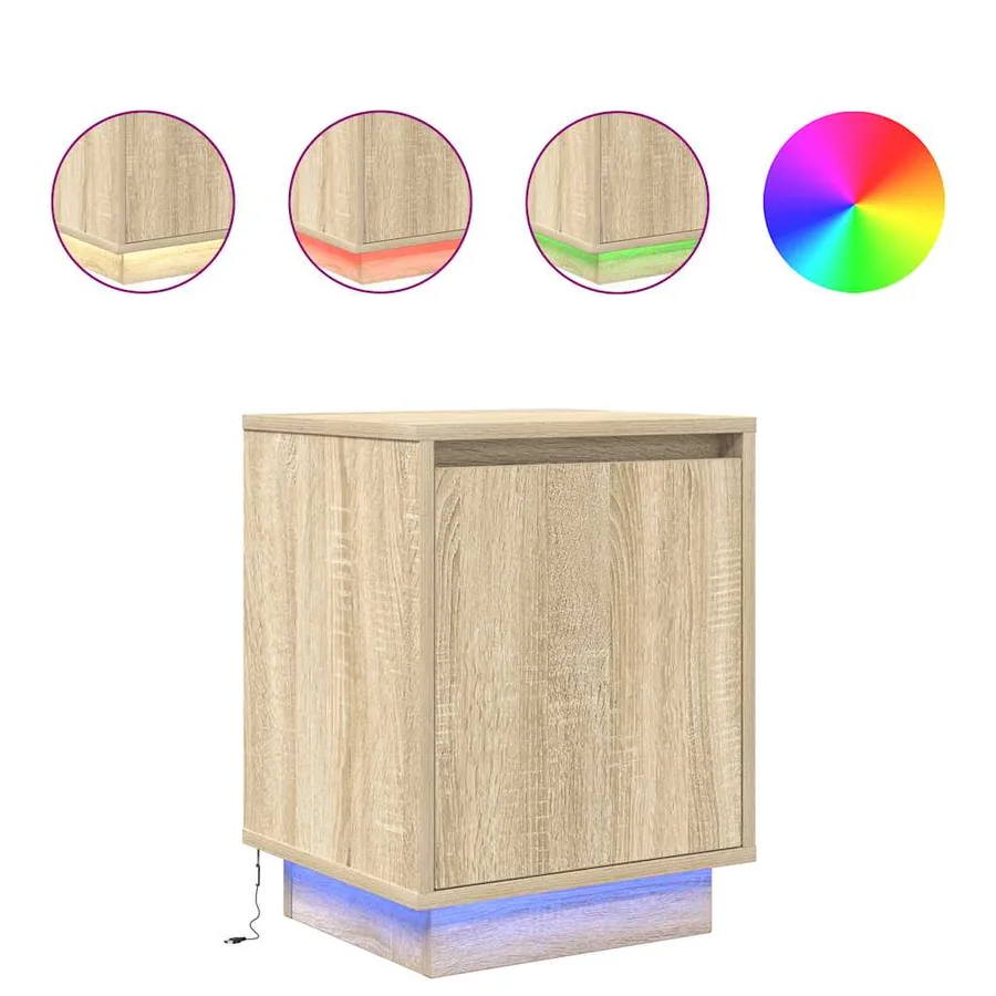 Table de chevet avec lumières LED chêne sonoma 38x34x50 cm - 2
