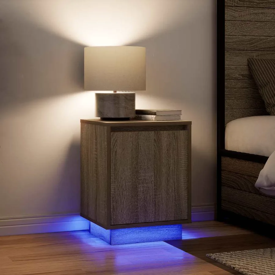 Table de chevet avec lumières LED chêne sonoma 38x34x50 cm - 5