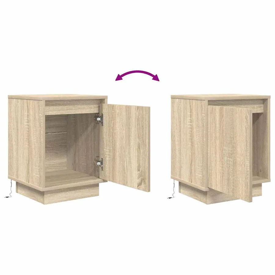 Table de chevet avec lumières LED chêne sonoma 38x34x50 cm - 9