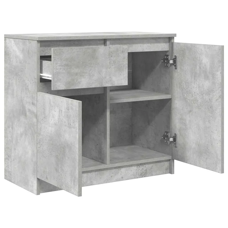 Buffet avec tiroir gris béton 71x35x65 cm bois d'ingénierie - 5