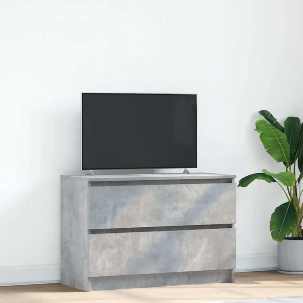 Meuble TV gris béton 80x35x54 cm bois d'ingénierie