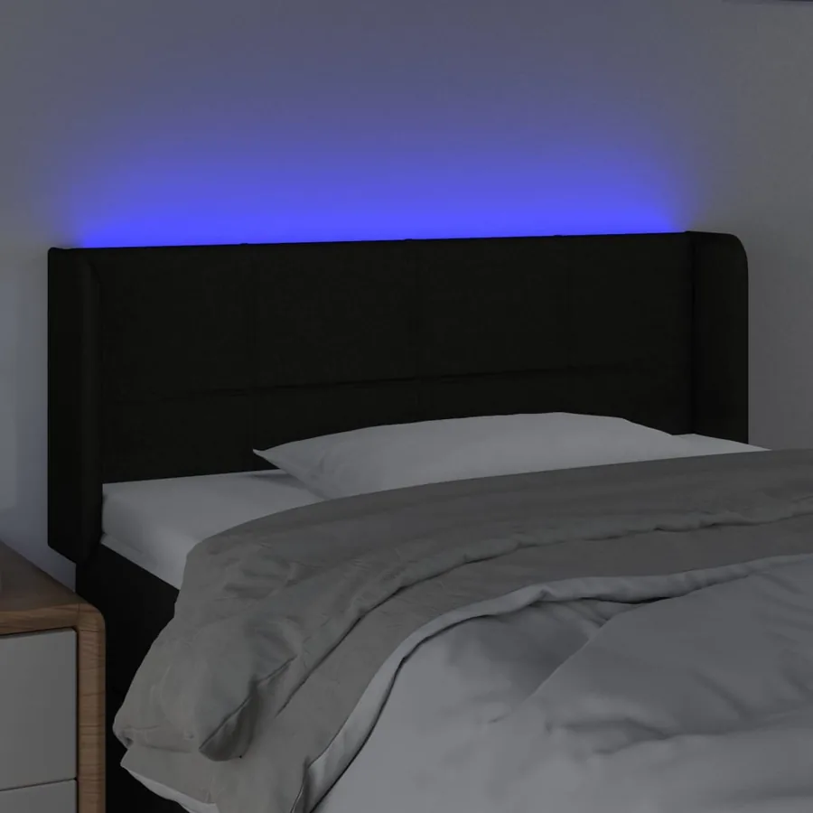 Tête de lit à LED Noir 103x16x78/88 cm Tissu - 4