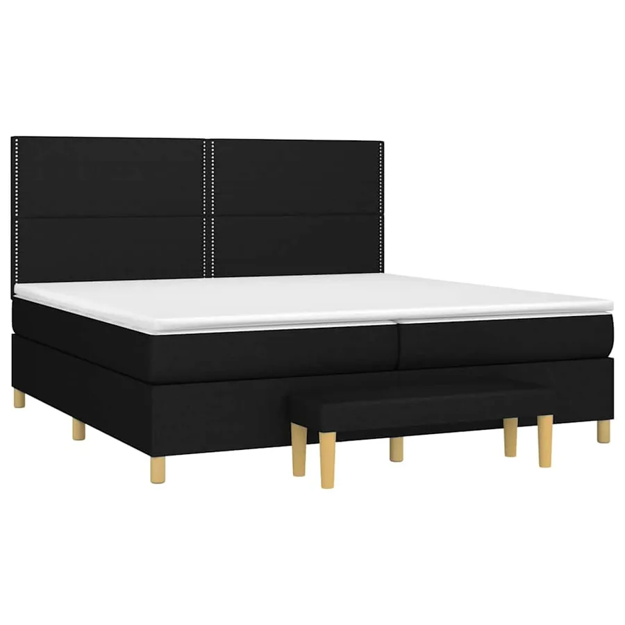 Sommier à lattes de lit avec matelas Noir 200x200 cm Tissu - 3