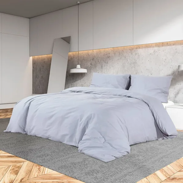 Ensemble de housse de couette Gris 200x200 cm Coton
