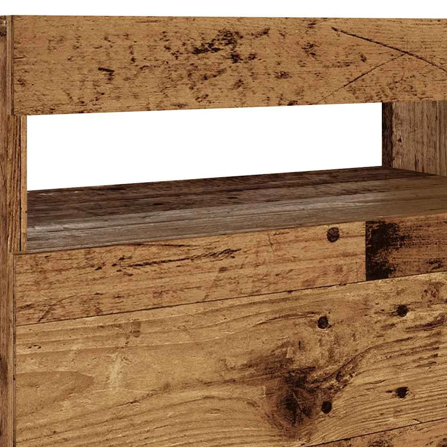 Meuble TV avec lumières LED vieux bois bois d'ingénierie - 10