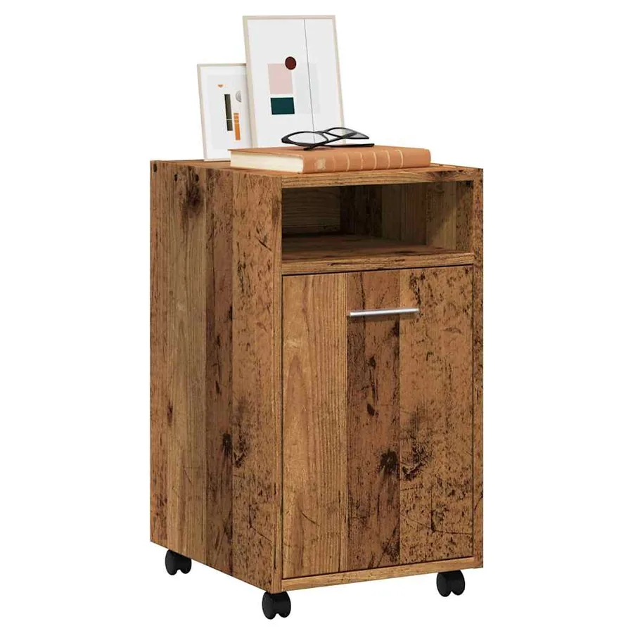 Armoire avec roues vieux bois 33x38x60 cm bois d'ingénierie
