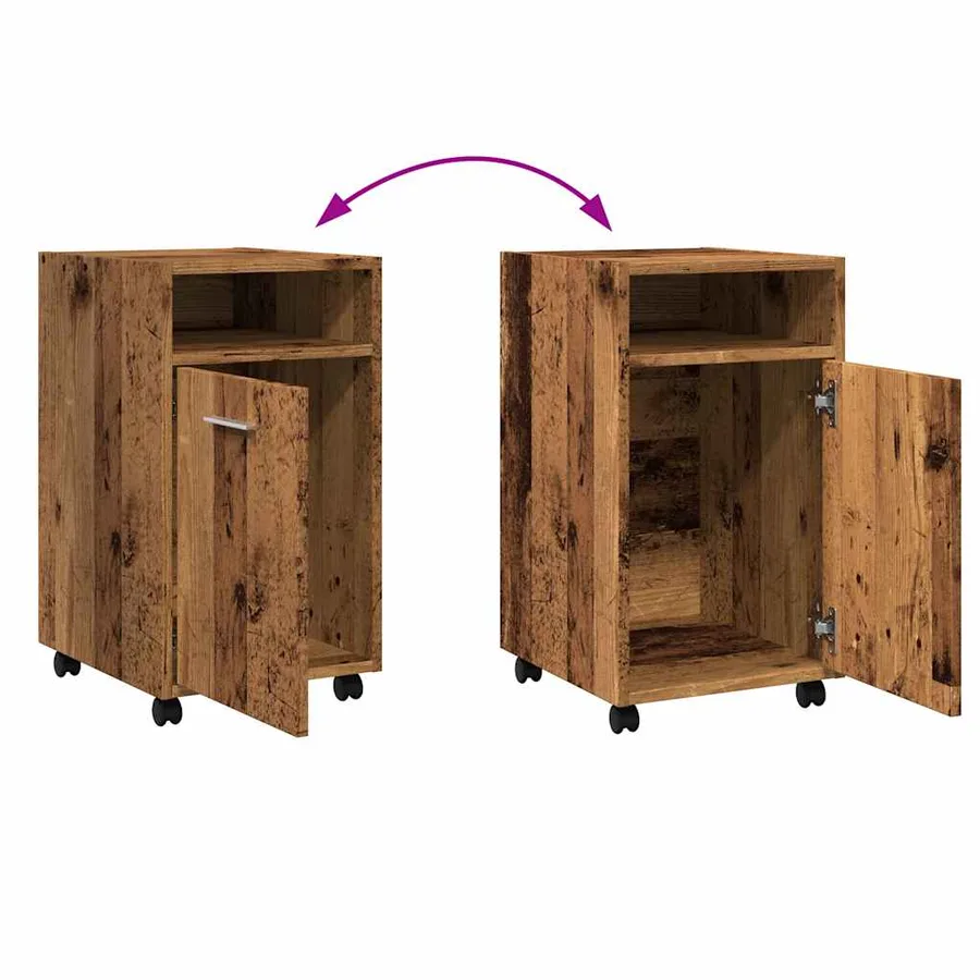 Armoire avec roues vieux bois 33x38x60 cm bois d'ingénierie - 10