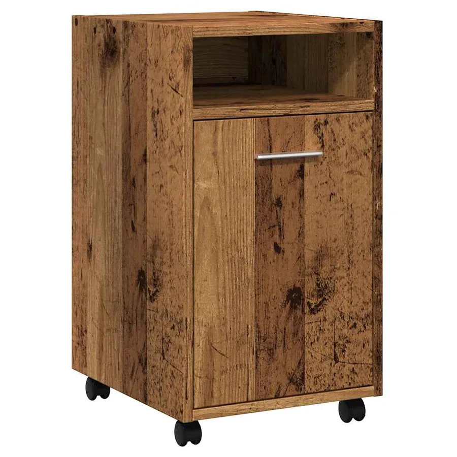 Armoire avec roues vieux bois 33x38x60 cm bois d'ingénierie - 2