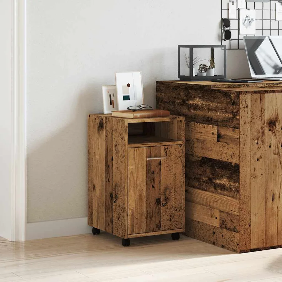 Armoire avec roues vieux bois 33x38x60 cm bois d'ingénierie - 3