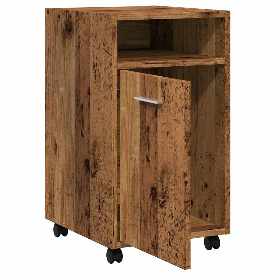 Armoire avec roues vieux bois 33x38x60 cm bois d'ingénierie - 9
