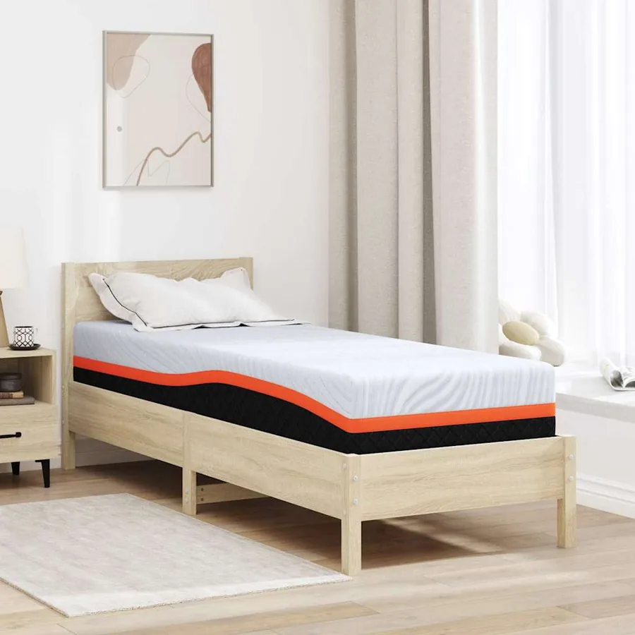 Matelas Blanc et Gris 80 x 200 cm Tissu jacquard
