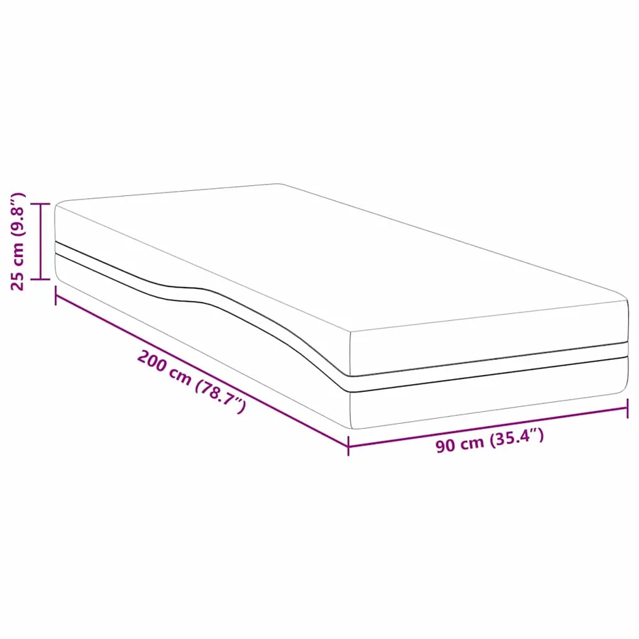 Matelas Blanc et Gris 90 x 200 cm Tissu jacquard - 11