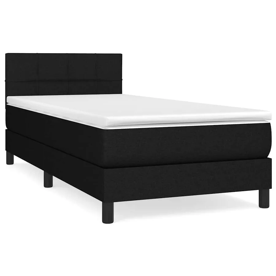 Sommier à lattes de lit avec matelas Noir 100x200 cm Tissu - 2