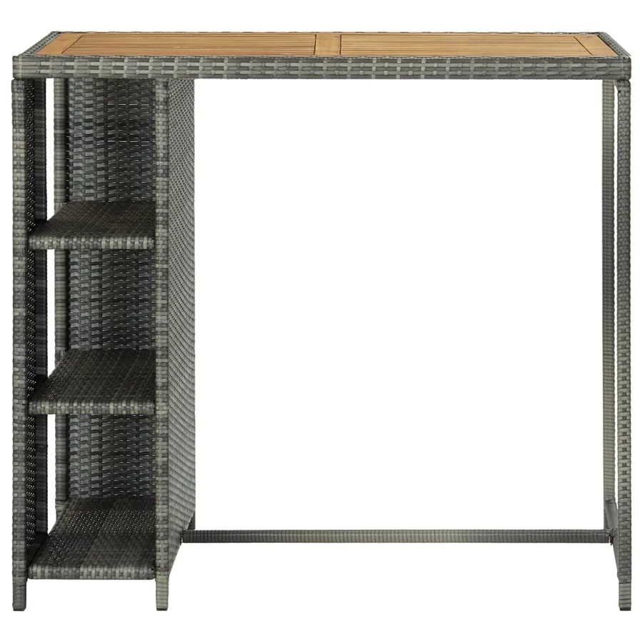Table de bar avec rangement Gris 120x60x110 cm Résine tressée - 2