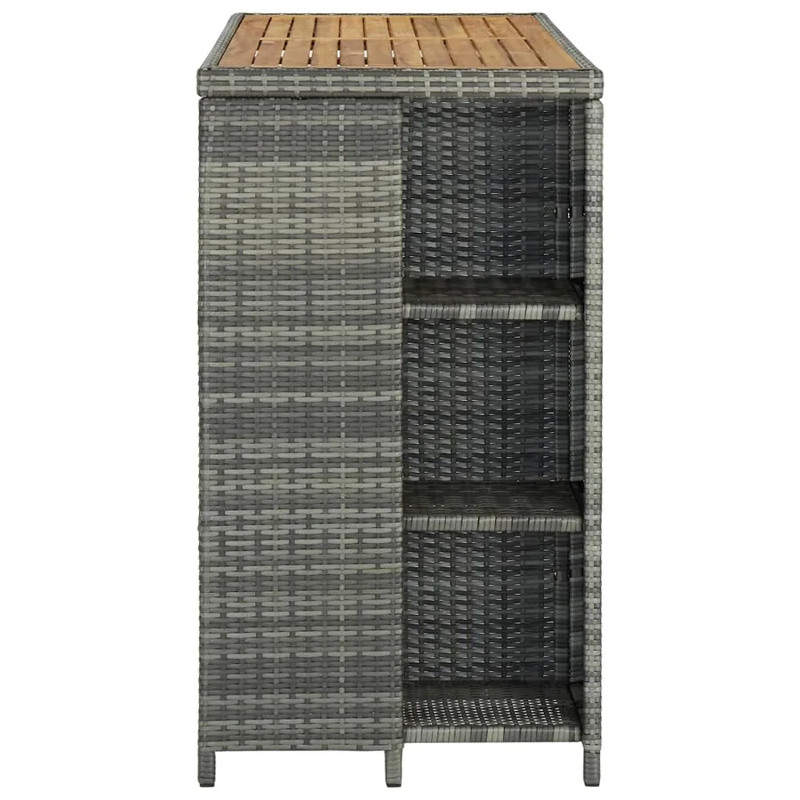 Table de bar avec rangement Gris 120x60x110 cm Résine tressée - 3