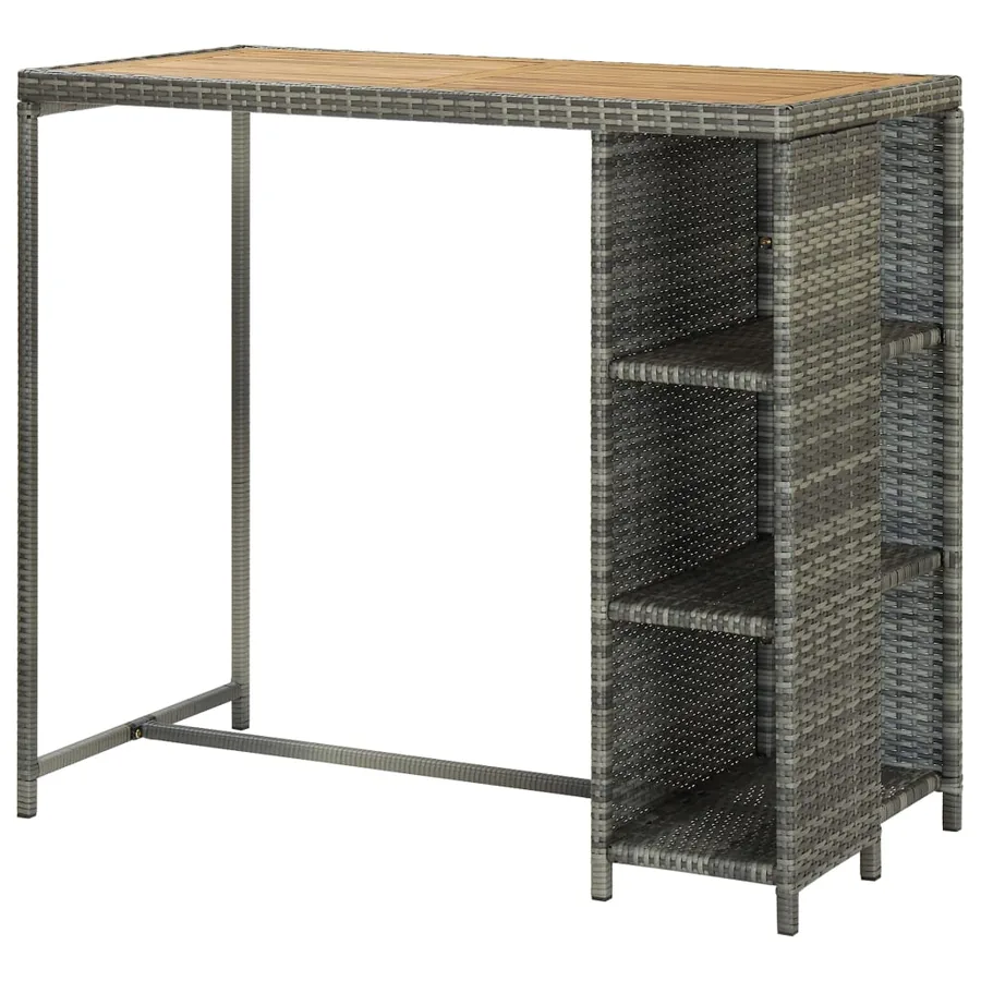 Table de bar avec rangement Gris 120x60x110 cm Résine tressée - 4