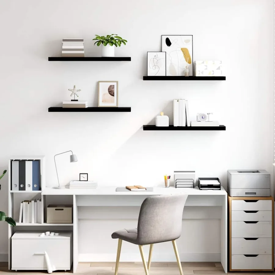 Étagère murale flottante 4 pcs Noir brillant 80x23,5x3,8 cm MDF - 3