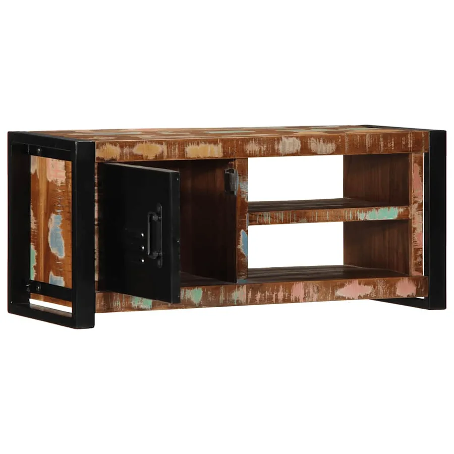 Meuble TV 80x30x35 cm bois massif de récupération - 2