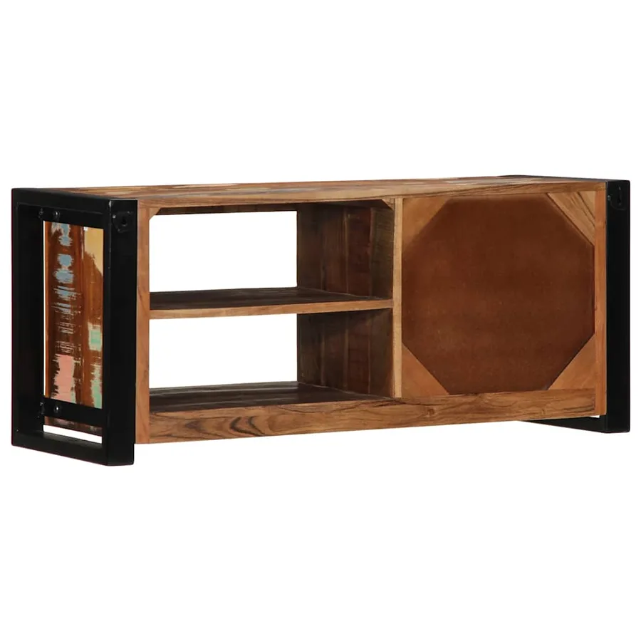 Meuble TV 80x30x35 cm bois massif de récupération - 5