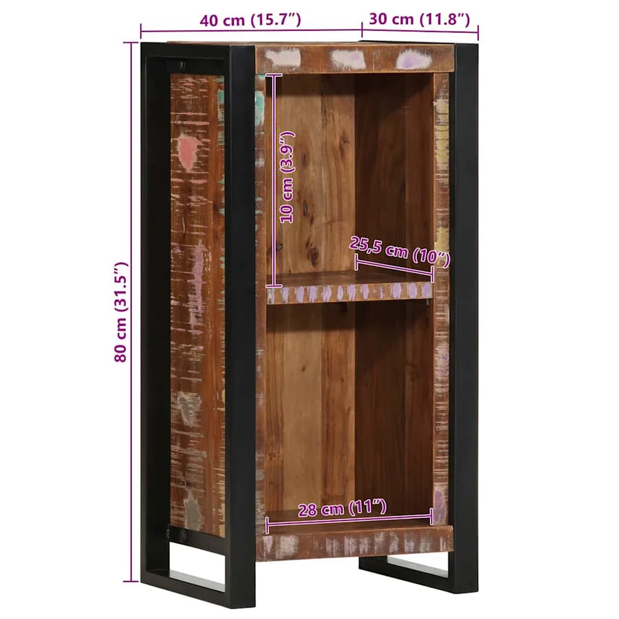 Table de chevet 40x30x80 cm bois massif de récupération - 10